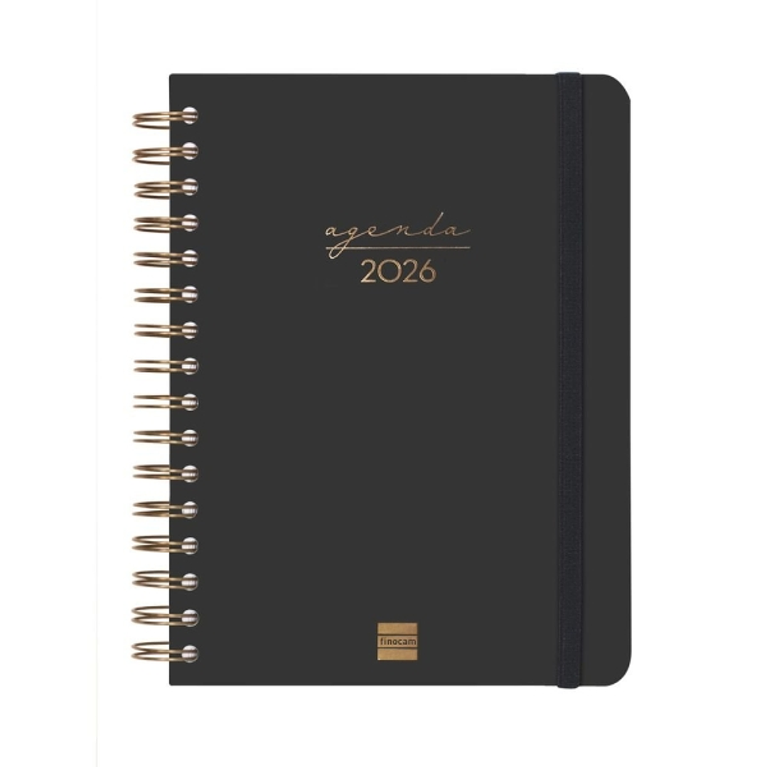 Finocam Alma Agenda - Anual 2026 - con Espiral - Formato E10 - 180x30x220mm - 1 Dia por Pagina - Color Negro 1
