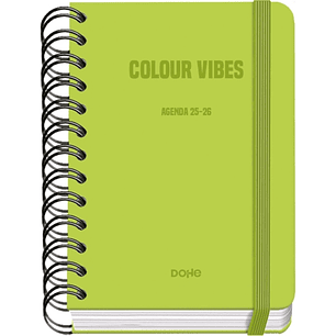 Dohe Colour Vibes Agenda Escolar 25/26 Espiral Wireo A6 - Dia Pagina - Papel 80g/m2 - 4 Hojas de Pegatinas - Cubierta de Carton Plastificado - Cierre