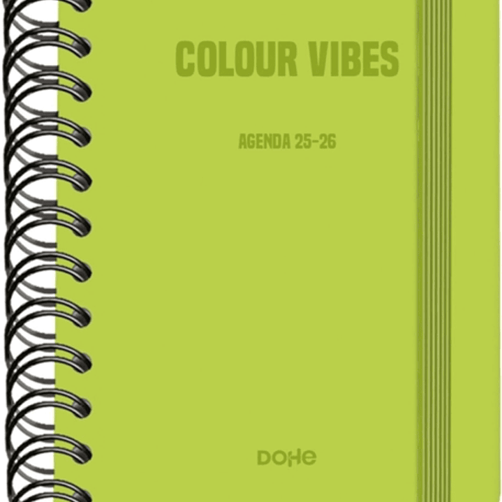 Dohe Colour Vibes Agenda Escolar 25/26 Espiral Wire’o A6 - Dia Pagina - Papel 80g/m2 - 4 Hojas de Pegatinas - Cubierta de Carton Plastificado - Cierre 1
