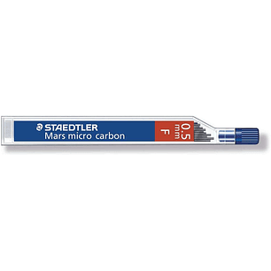 Staedtler Mars Micro Carbon 250 Tubo de 12 Minas de Grafito - Dureza F - Trazo 0.5mm - Alta Resistencia