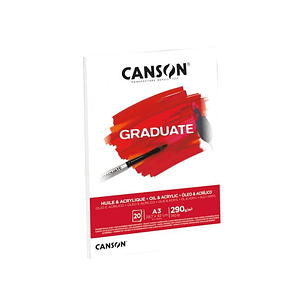 Canson Graduate Oleo & Acrilico Bloc Encolado de 20 Hojas A3 - 290g - Grano Fino - Color Blanco