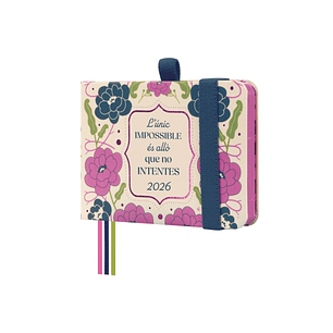 Finocam Minimal Design Agenda - Anual 2026 - Tapa Dura - Cierre con Goma Elastica - Formato M0 - 108x16x77mm - Semana Vista en Vertical - Tematica de 