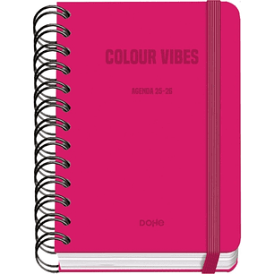 Dohe Colour Vibes Agenda Escolar 25/26 Espiral Wireo A6 - Dia Pagina - Papel 80g/m2 - 4 Hojas de Pegatinas - Cubierta de Carton Plastificado - Cierre