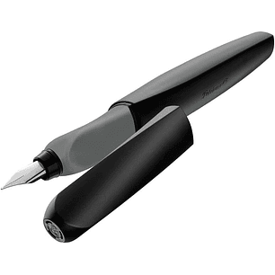Pelikan Twist Pluma Estilografica Escolar Recargable - Plumilla de Acero Inoxidable Punto M - Cuerpo Color Negro (946806)