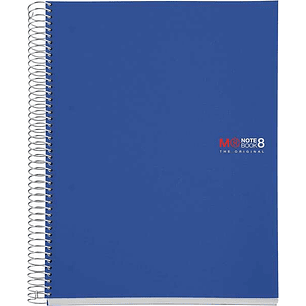 Miquel Rius Notebook8 Cuaderno de Espiral Formato A4 - 200 Hojas de 70 gr Microperforadas con 4 Taladros - Cubiertas de Polipropileno - Cuadricula 5x5