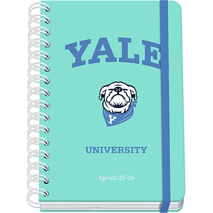 Dohe Yale Dog Agenda Escolar 25/26 Espiral Wireo A5 - Semana Vista - Papel 80g/m2 - 4 Hojas de Pegatinas - Cubierta de Carton Plastificado - Cierre c