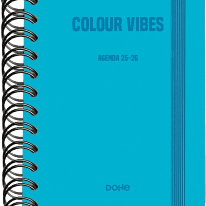 Dohe Colour Vibes Agenda Escolar 25/26 Espiral Wire’o A6 - Dia Pagina - Papel 80g/m2 - 4 Hojas de Pegatinas - Cubierta de Carton Plastificado - Cierre 1