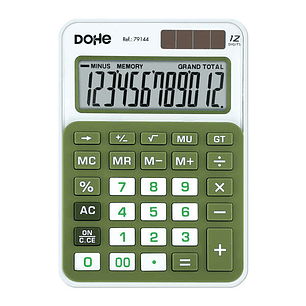 Dohe Calculadora Electronica de 12 Digitos - Alimentacion Solar y a Pilas - 4 Teclas de Memoria - Apagado Automatico - Teclas de Gran Formato - Funcio