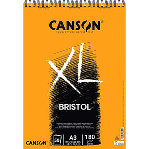 Canson Bloc XL Bristol Extraliso A3 de 50 Hojas 180gr - Acabado Satinado - Muy Resistente - Color Blanco