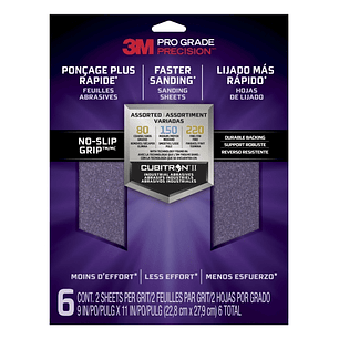 3M Pro Grade Precision Faster Pack de 6 Hojas de Lijado - Lijas de Granos Surtidas - 22.8x27.9cm - Rendimiento Superior - Reduccion de Fatiga - Color 
