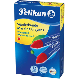 Pelikan Pack de 12 Ceras para Marcar - Resistente al Agua - Facil de Borrar - Ideal para Resaltar Texto - Color Rojo