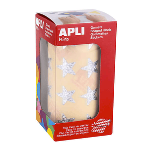Apli Gomets Estrella Holograficos 19.5mm - 1416 Unidades por Rollo - Ideal para Actividades Infantiles - Cumple Normas de Calidad y Seguridad