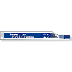 Staedtler Mars Micro Carbon 250 Tubo de 12 Minas de Grafito - Dureza 2H - Trazo 0.7mm - Alta Resistencia