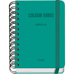 Dohe Colour Vibes Agenda Escolar 25/26 Espiral Wireo A6 - Dia Pagina - Papel 80g/m2 - 4 Hojas de Pegatinas - Cubierta de Carton Plastificado - Cierre