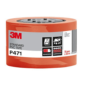 3M Cinta Adhesiva de PVC - 75mm x 33m - Alta Visibilidad - Color Naranja