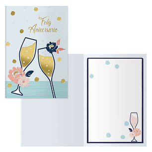 Dohe Brindis Pack de 6 Tarjetas de Felicitacion de Aniversario - 11.5x17cm - Impresas a Todo Color - Estampaciones con Pelicula de Color - Papel Offse