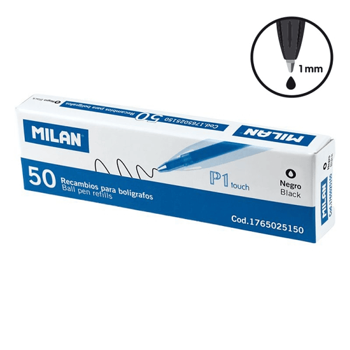 Milan P1 Touch Pack de 50 Recambios - Punta de 1mm - Color Negro 1