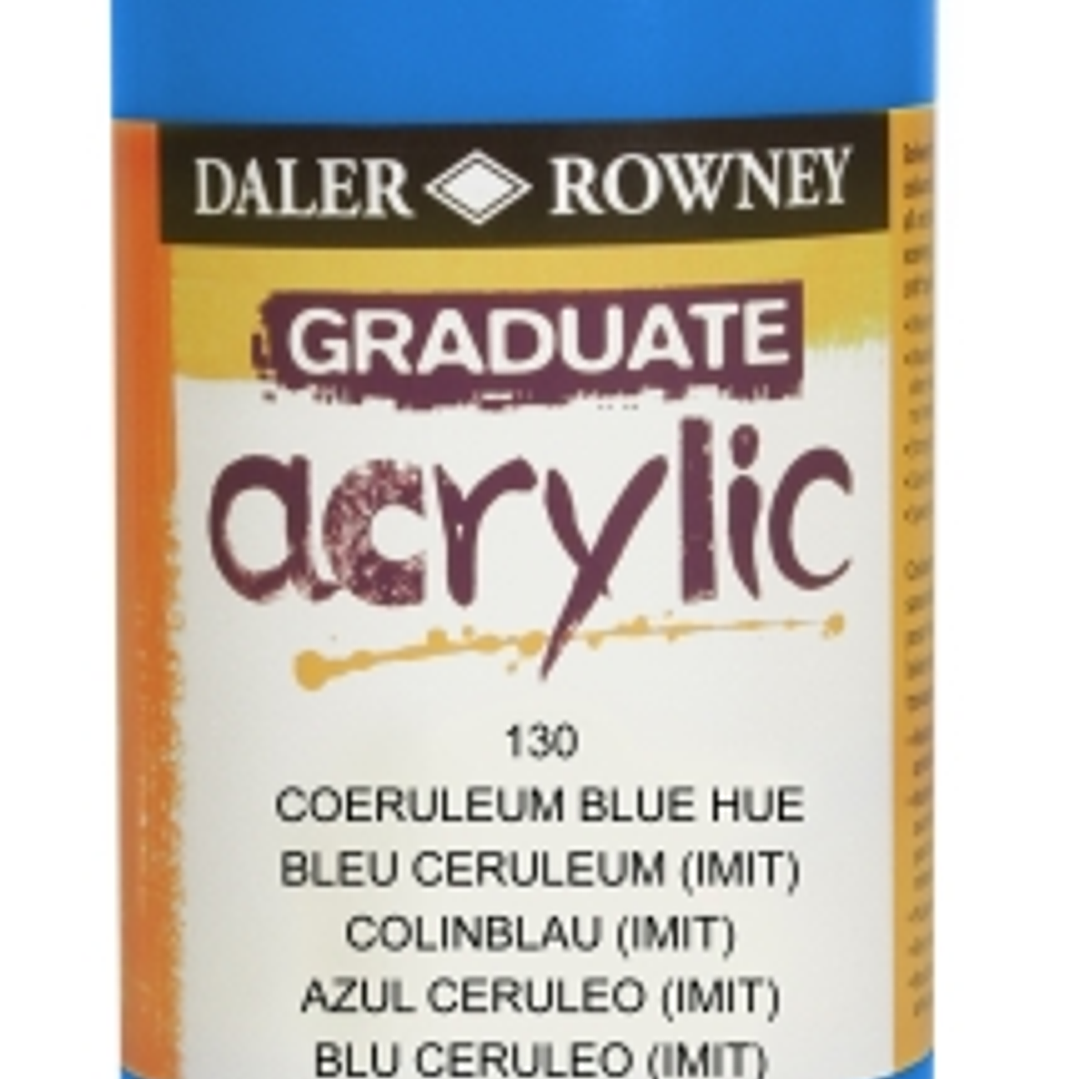 Daler Rowney Graduate Pintura Acrilica - Botella de Plastico - 500ml - Color Azul Ceruleo 1