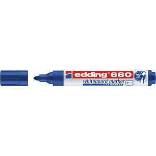 Edding 660 Rotulador para Pizarra Blanca - Punta Redonda - Trazo entre 1.5 y 3 mm. - Tinta Pigmentada - Recargable - Borrable en Seco - Color Azul