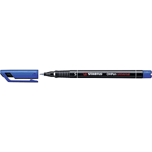 Stabilo OHPen Rotulador Permanente - Punta Superfina - Trazo de 0.4mm - Agarre Antideslizante - Tapon Ventilado - Color Azul