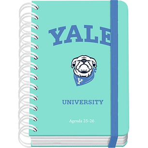 Dohe Yale Dog Agenda Escolar 25/26 Espiral Wireo A6 - Dia Pagina - Papel 80g/m2 - 4 Hojas de Pegatinas - Cubierta de Carton Plastificado - Cierre con