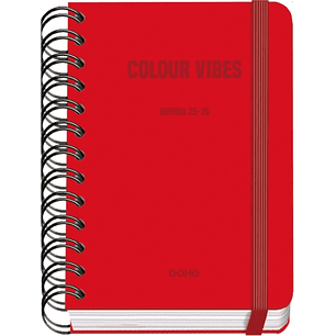 Dohe Colour Vibes Agenda Escolar 25/26 Espiral Wireo A6 - Dia Pagina - Papel 80g/m2 - 4 Hojas de Pegatinas - Cubierta de Carton Plastificado - Cierre