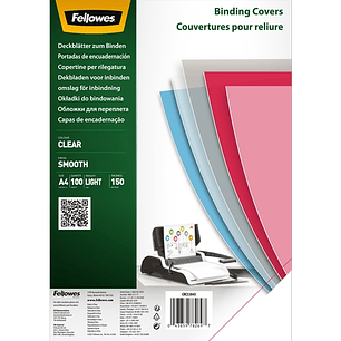 Fellowes Pack de 100 Portadas de Polietileno Transparentes para Documentos A4 - Grosor 150 Micras - Utilizables en Encuadernadoras de Espiral o Canuti