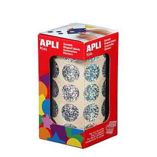 Apli Gomets Redondos Holograficos - Tamaño Ø 20mm - Adhesivo Permanente - 59 Hojas Pretroqueladas - 1770 Gomets por Rollo - Ideal para Escuelas y Tall