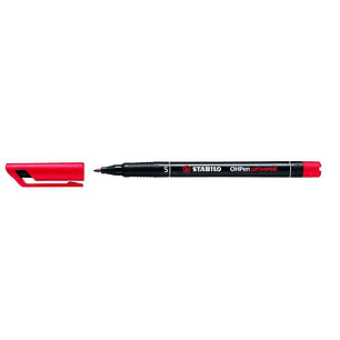 Stabilo OHPen Rotulador Permanente - Punta Superfina - Trazo de 0.4mm - Agarre Antideslizante - Tapon Ventilado - Color Rojo