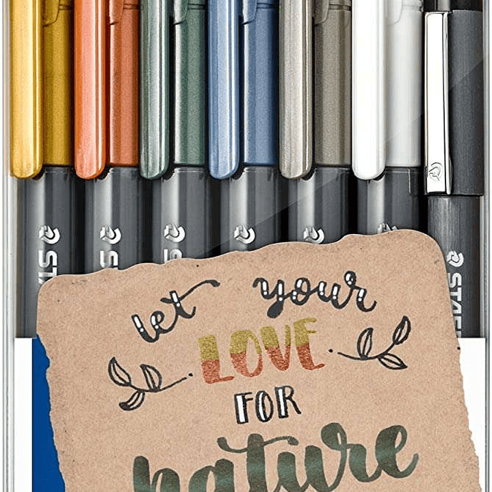Staedtler Metallic Brush Pack de 7 Rotuladores Punta de Pincel - Tinta Base de Agua - Trazo 1 - 6mm Aprox - Colores Surtidos 1