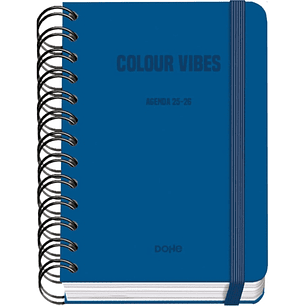 Dohe Colour Vibes Agenda Escolar 25/26 Espiral Wireo A6 - Dia Pagina - Papel 80g/m2 - 4 Hojas de Pegatinas - Cubierta de Carton Plastificado - Cierre