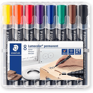 Staedtler Lumocolor 352 Pack de 8 Marcadores Permanentes - Secado Rapido - Colores Surtidos