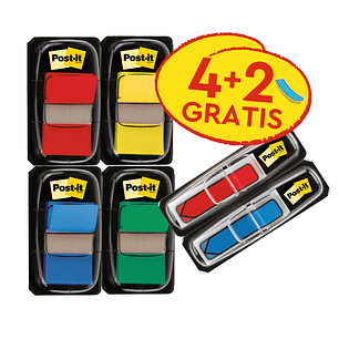 Post-It Index Pack de 6 Dispensadores con Marcadores de Indice Reposicionables - Forma Rectangular - Colores Surtidos