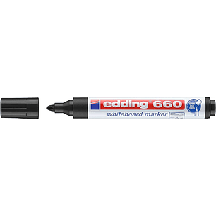 Edding 660 Rotulador para Pizarra Blanca - Punta Redonda - Trazo entre 1.5 y 3 mm. - Tinta Pigmentada - Recargable - Borrable en Seco - Color Negro