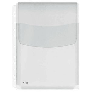 Leitz Pack de 5 Fundas Fuelle con Solapa A4 Multitaladro 11 - Capacidad 200 Hojas - Fabricada en PVC de 170 Micras - Expansibles hasta 20mm - Textura 