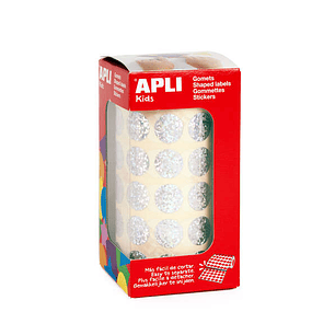 Apli Gomets Redondos Holograficos - Tamaño Ø 15mm - Adhesivo Permanente - 59 Hojas Pretroqueladas - Desarrolla la Psicomotricidad Fina y Trabaja Varia
