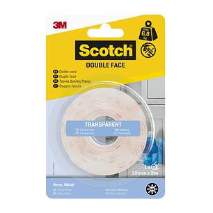 Scotch Cinta Adhesiva de Doble Cara - 19mm x 3m - Color Blanco