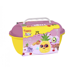 Jovi Play & Fun Cofre Sweet con 24 Barras de Plastilina 15gr + Modeladores + Recortables - Sin Gluten - Base Vegetal - No se Seca - Colores Surtidos