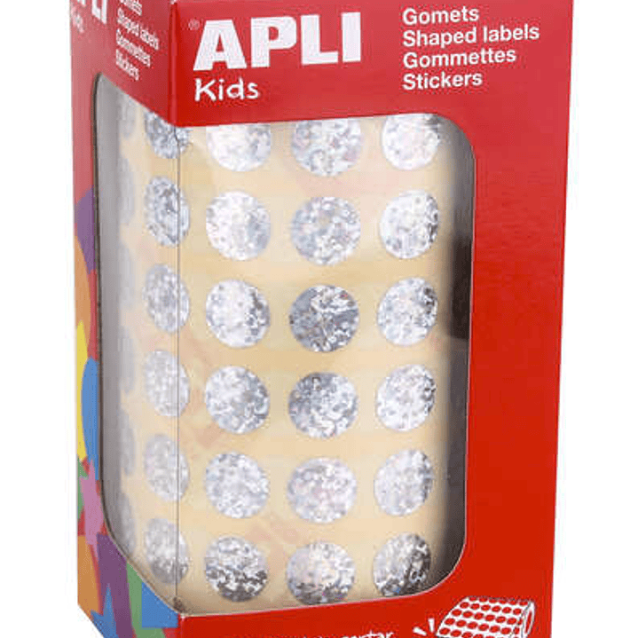 Apli Gomets Redondos Holograficos - Tamaño Ø 10.5mm - Adhesivo Permanente - 5192 Gomets por Rollo - Ideal para Desarrollar Habilidades Infantiles 1