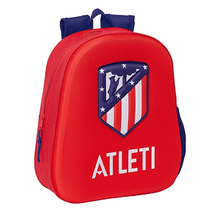 Safta Atletico de Madrid Mochila 3D de 8.64L - Portabotellas - Tarjeta de Identificacion Personal - Hombreras Acolchadas - 27x33x10cm - Color Rojo y A