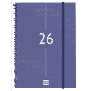 Finocam Year Agenda de Espiral en Catalan - Tapa Ligera - Formato E40 - 217x14x297mm - Semana Vista Horizontal - Color Azul