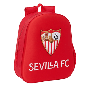 Safta Sevilla Fc Mochila 3D de 8.64L - Portabotellas - Tarjeta de Identificacion Personal - Hombreras Acolchadas - 27x33x10cm - Color Rojo