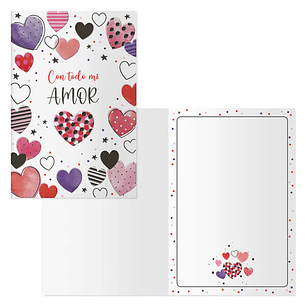 Dohe Pack de 6 Tarjetas de Felicitacion de San Valentin - 11.5x17cm - Impresas a Todo Color - Estampaciones con Pelicula de Color - Estampacion en Sec