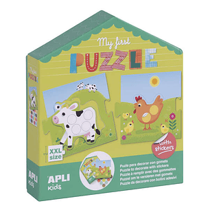 Apli My First Puzzle con Gomets - Ideal para Niños Pequeños - Fomenta la Coordinacion y la Concentracion - Incluye Pegatinas para Decorar El Puzzle