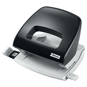 Petrus 80 Taladro Perforador Pequeño - Hasta 16 Hojas - Marcas de Formato - Facil Vaciado - Punzones 5.5mm - Color Negro