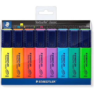 Staedtler Textsurfer Classic 364 Pack de 8 Marcadores Fluorescentes - Secado Rapido - Trazo 1 - 5mm - Colores Surtidos