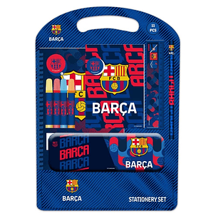 Safta F.C.Barcelona Pack Escolar de 11 Piezas - Plumier Metalico - Presentado en Blister de Carton y PVC Transparente - 27x37.5x3cm - Color Rojo y Azu