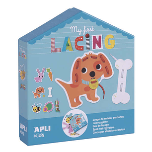 Apli Myfirstlacing - Juego de Enhebrar para Niños - Fomenta la Motricidad Fina y la Coordinacion Ojo-Mano - Incluye Cordones y Tarjetas con Dibujos pa