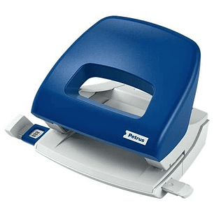 Petrus 80 Taladro Perforador Pequeño - Hasta 16 Hojas - Marcas de Formato - Facil Vaciado - Punzones 5.5mm - Color Azul