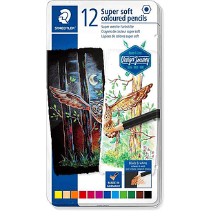 Staedtler Super Soft 149C Pack de 12 Lapices de Colores - Mina Extra Suave - Colores Surtidos